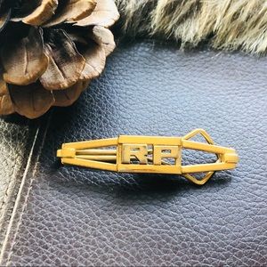 Antique men’s gold Swank Klip initial monogram tie bar clip
